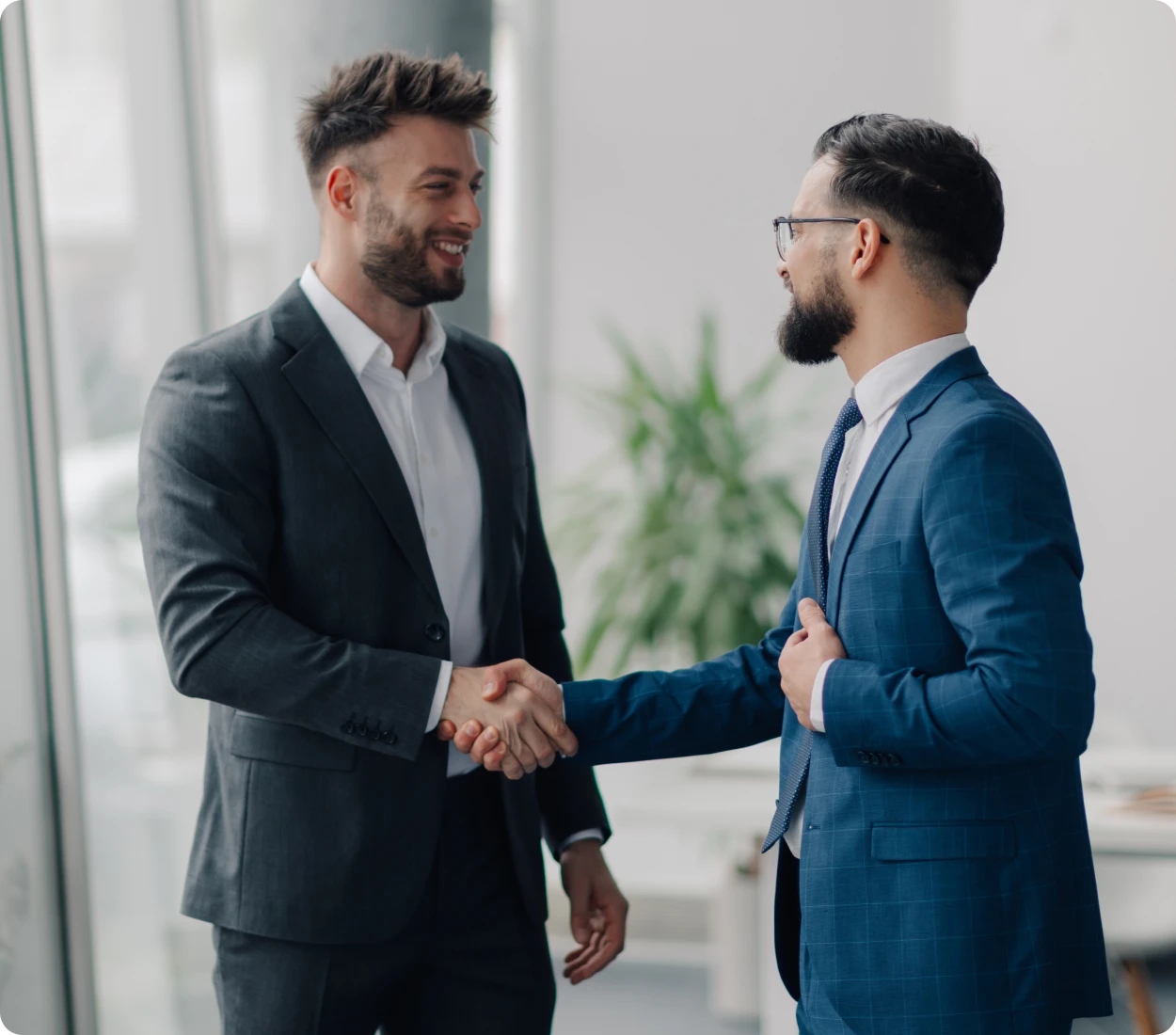 Professional greeting in modern workspace