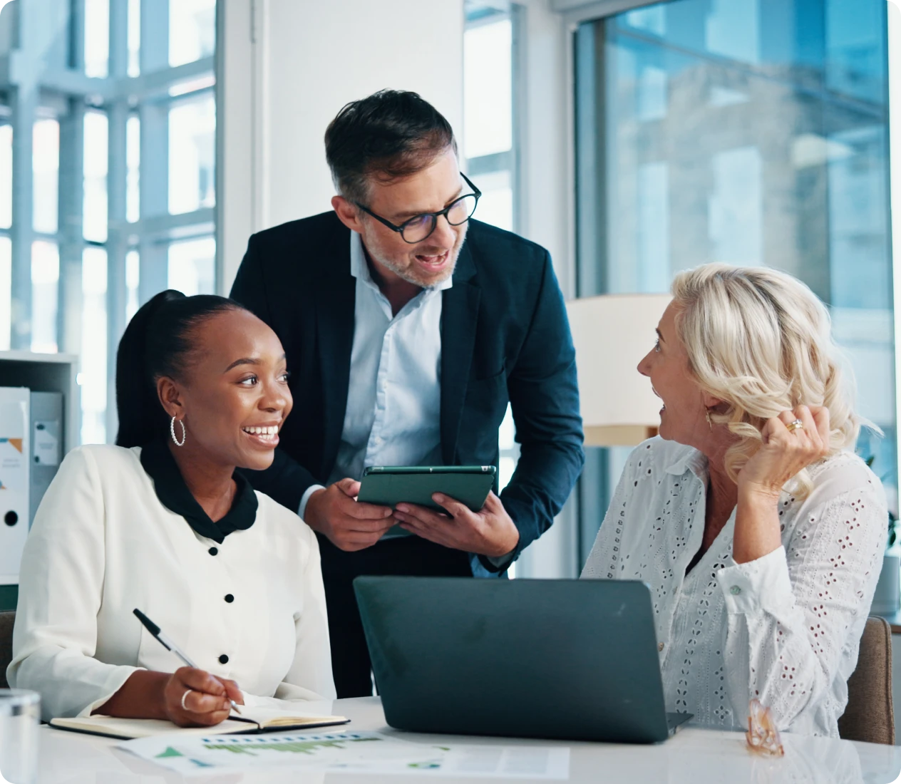 Team meeting in modern office setting