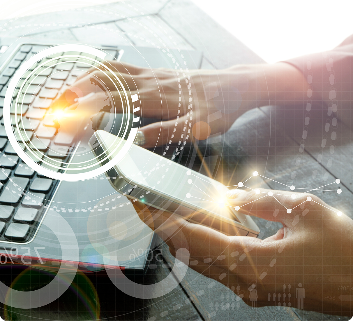 Digital technology and communication concept