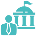 Person and government building icon