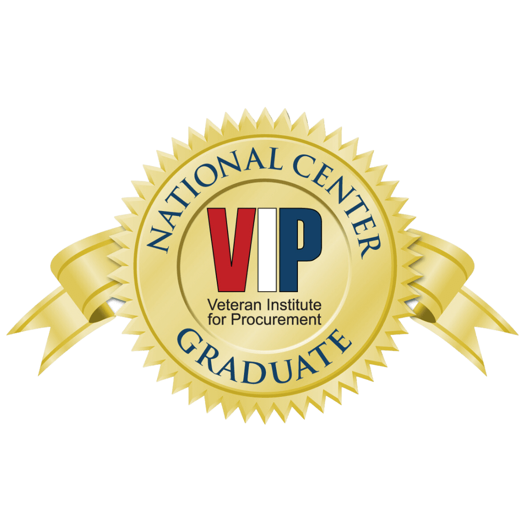 Gold emblem for National Center VIP Graduate with ribbon.