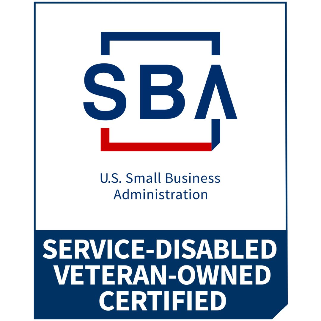 Logo of SBA Service-Disabled Veteran-Owned Certified program.